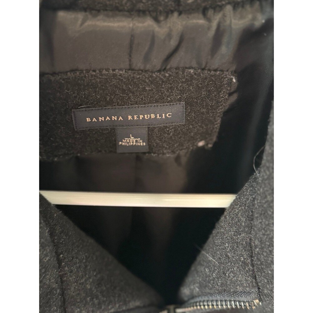 BANANA REPUBLIC BRAND~Men’s (Large) Dark Gray Wool Bomber Coat/Jacket, Outerwear - Picture 2 of 10